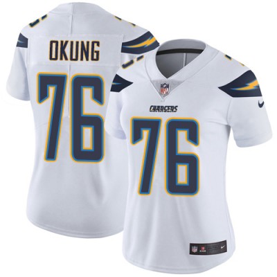 Nike Los Angeles Chargers #76 Russell Okung White Women's Stitched NFL Vapor Untouchable Limited Jersey
